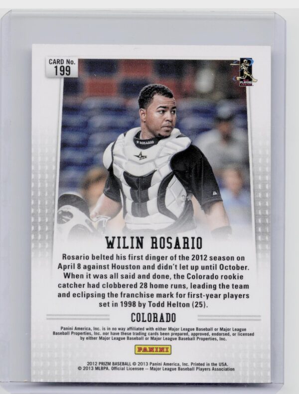 2012 Prizm Wilin Rosario RC #199 Rockies - Image 3
