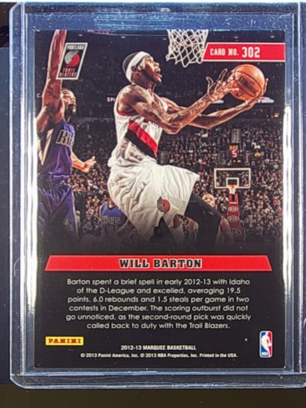 2012-13 Panini Marquee Will Barton RC #302 Blazers - Image 3