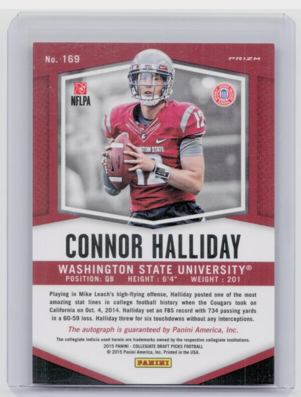 2015 Panini Prizm Collegiate Draft Picks Connor Halliday AU SN199 #169 Cougars - Image 3