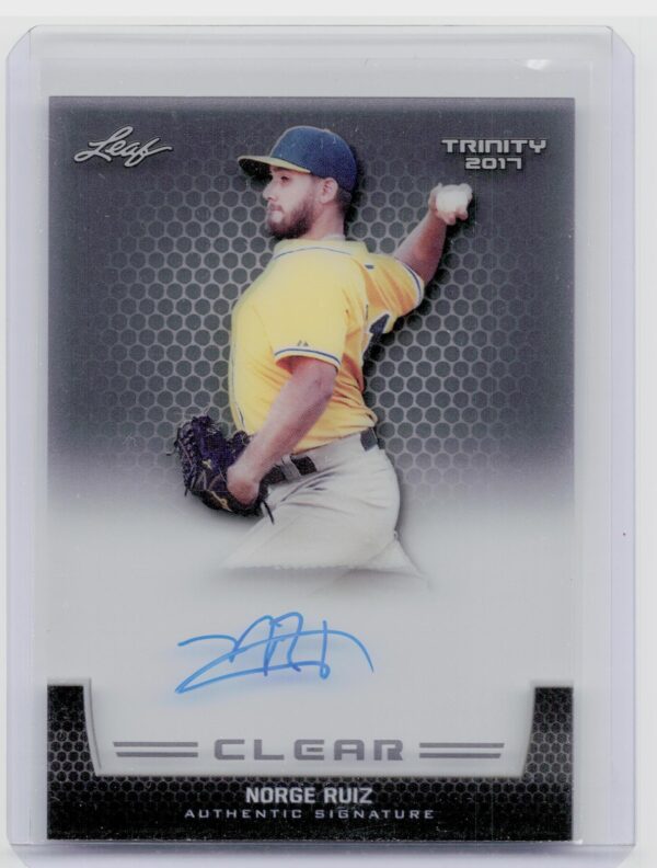 2017 Leaf Trinity Norge Ruiz Auto #CA-NR1 Athletics Clear Autographs Gray