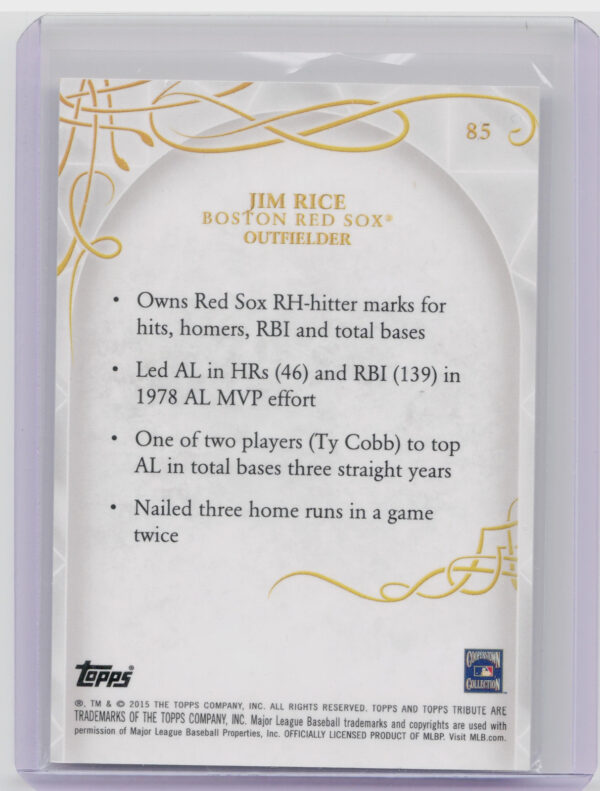 2015 Topps Tribute Jim Rice #85 Sox - Image 3