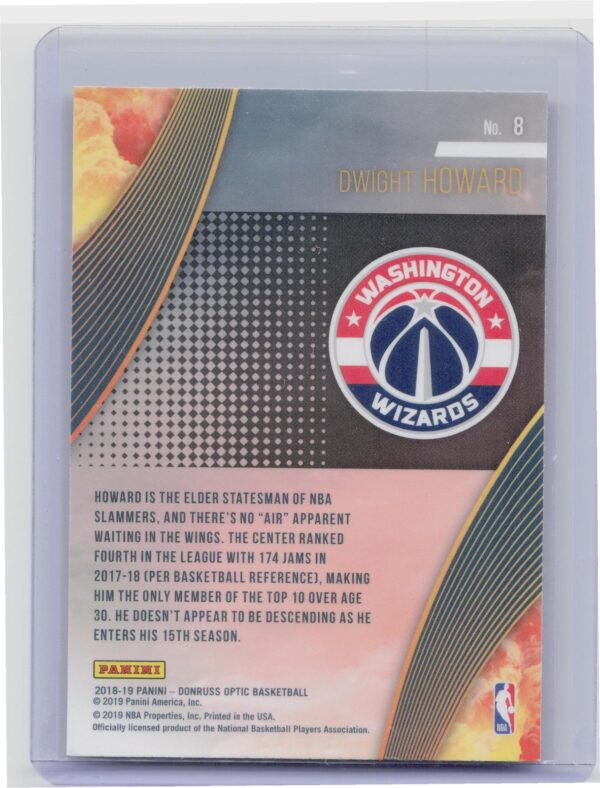 2018-19 Donruss Optic Dwight Howard #8 Wizards All Clear for Takeoff - Image 3