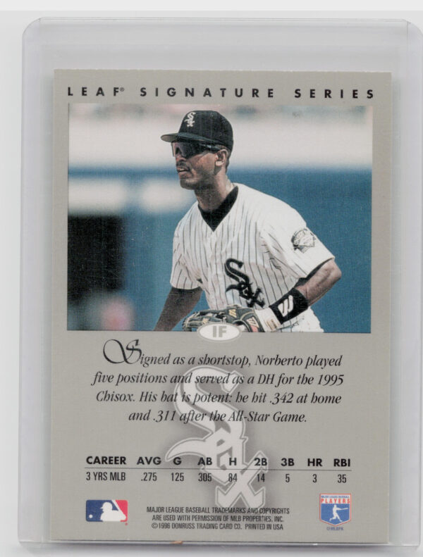 1996 Leaf Signature Series Norberto Martin AU #NNO Sox Autographs Bronze - Image 3