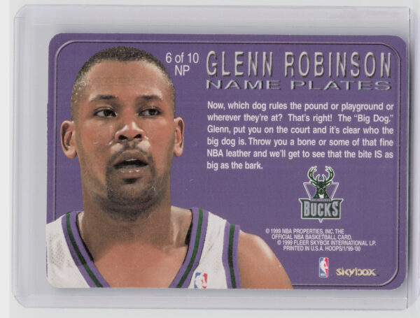 1999-00 Hoops Glenn Robinson #6NP Bucks Name Plates - Image 3