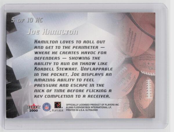 2000 Ultra Joe Hamilton #5 HC Buccaneers Head of the Class - Image 3