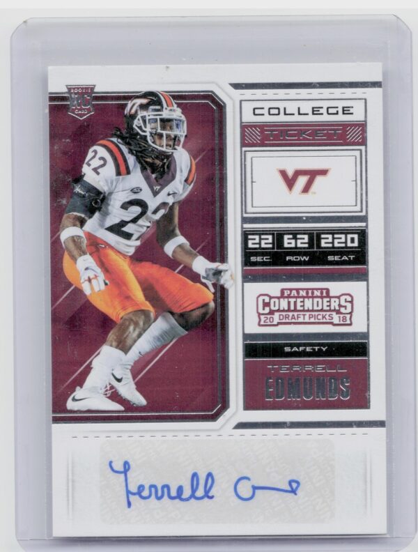 2018 Panini Contenders Draft Picks Terrell Edmunds AU #250 Hokies