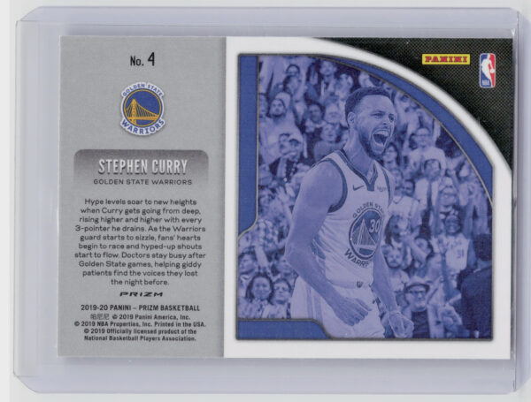 2019-20 Panini Prizm Stephen Curry #4 Warriors Get Hyped! Silver - Image 3