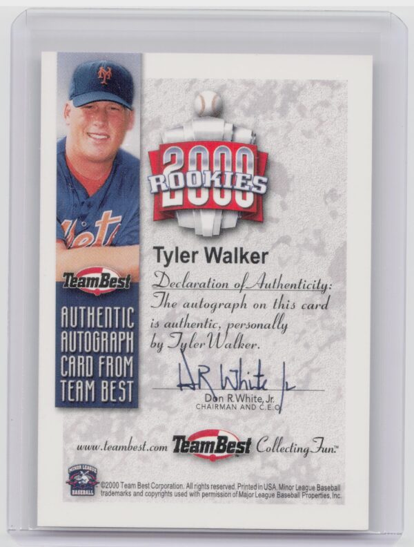 2000 Team Best Rookies Tyler Walker AU #NNO Mets Autographs - Image 3