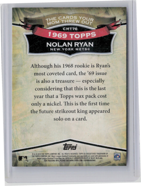 2010 Topps Nolan Ryan #CMT76 Mets The Cards Your Mom Threw Out - Image 3
